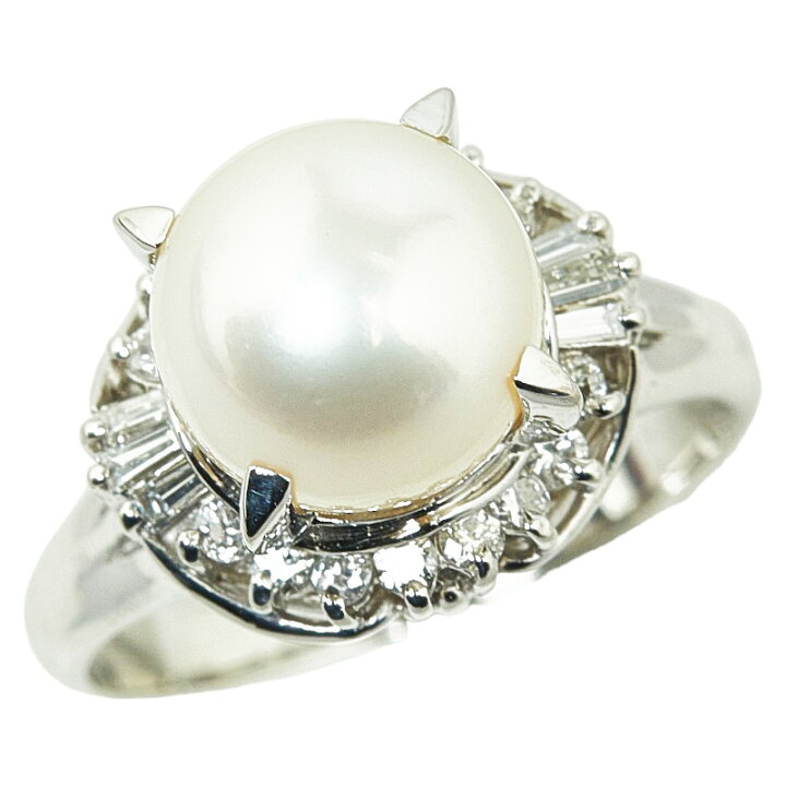 楽天市場】Pt900 プラチナ アコヤパール9.1mm ダイヤ0.35ct リング  