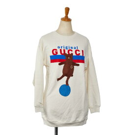 グッチ ベアー クマ 熊 ワッペン プリント スウェット トレーナー サイズ：10 ホワイト マルチカラー コットン レディース GUCCI 【中古】