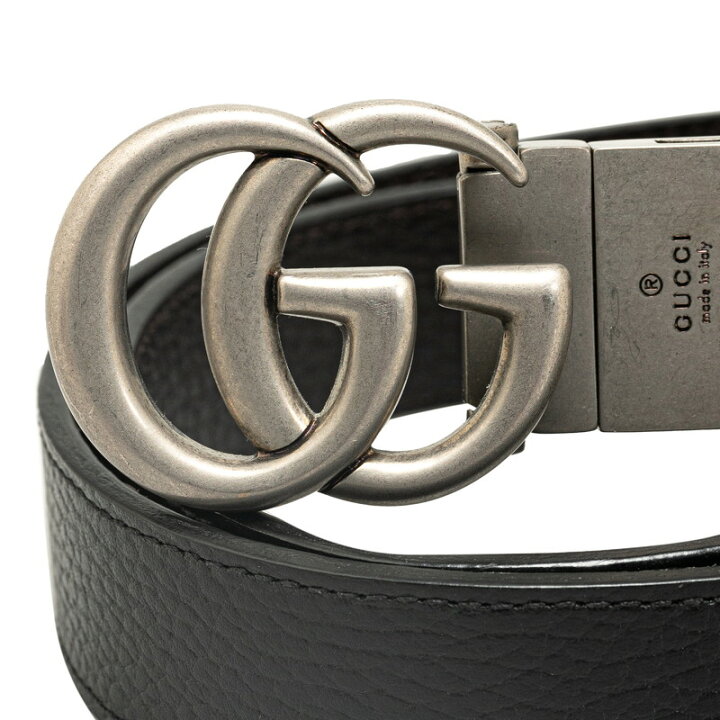楽天市場】グッチ GGマーモント リバーシブル スリムベルト ダブルG  