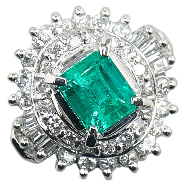 楽天市場】Pt900 プラチナ エメラルド0.52ct ダイヤ0.404ct リング  