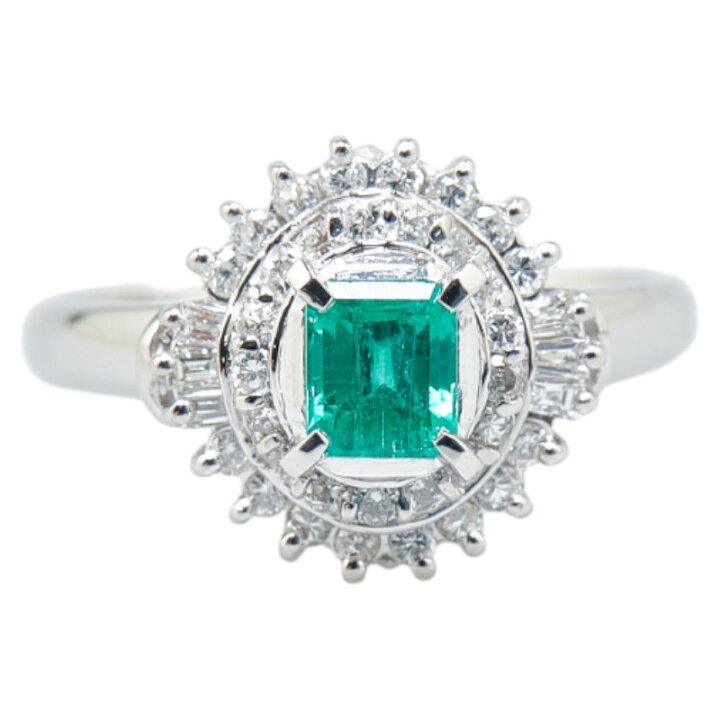 楽天市場】Pt900 プラチナ エメラルド0.52ct ダイヤ0.404ct リング  