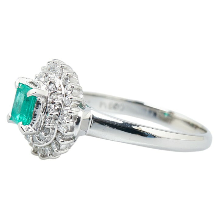 楽天市場】Pt900 プラチナ エメラルド0.52ct ダイヤ0.404ct リング  
