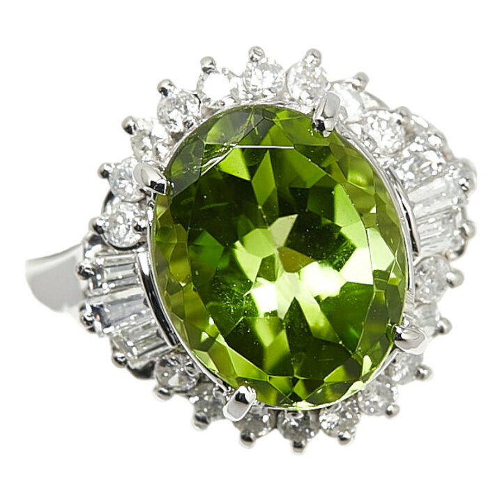楽天市場】Pt900 プラチナ ペリドット3.47ct ダイヤ0.46ct リング 指輪 
