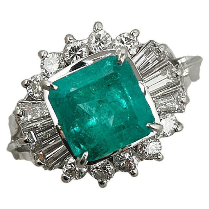 楽天市場】Pt850 プラチナ エメラルド1.00ct ダイヤ0.41ct リング 指輪  