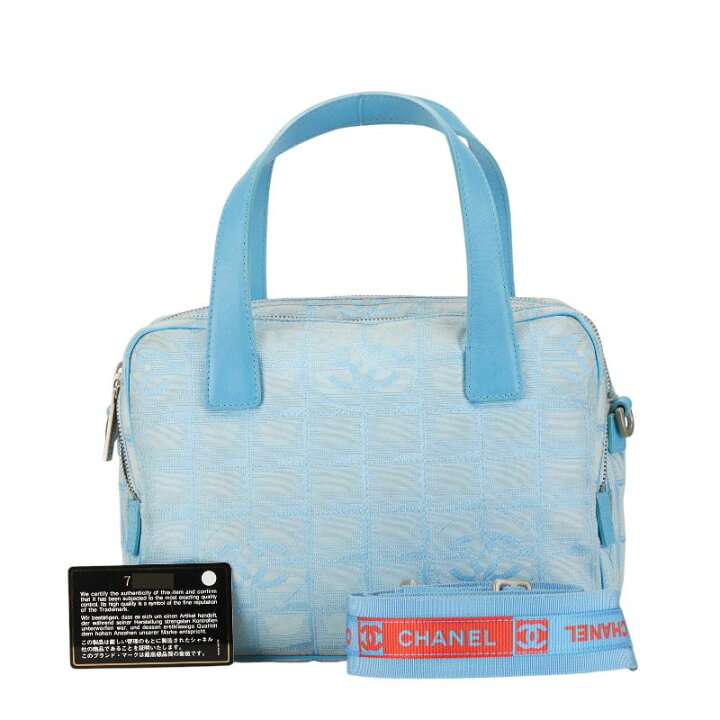 CHANEL ニュートラベルラインハンドバッグ ライトブルーレディース
