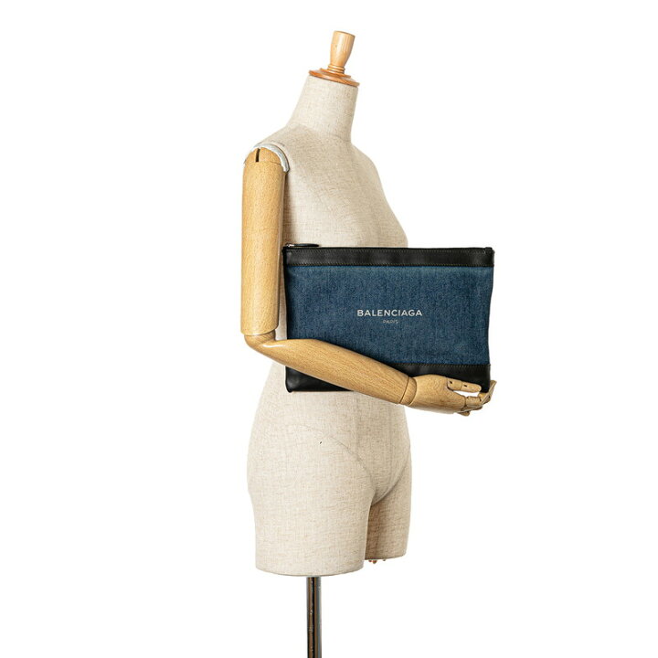 バレンシアガ BALENCIAGA クラッチバッグ NAVY CLIP Mキャンバス 
