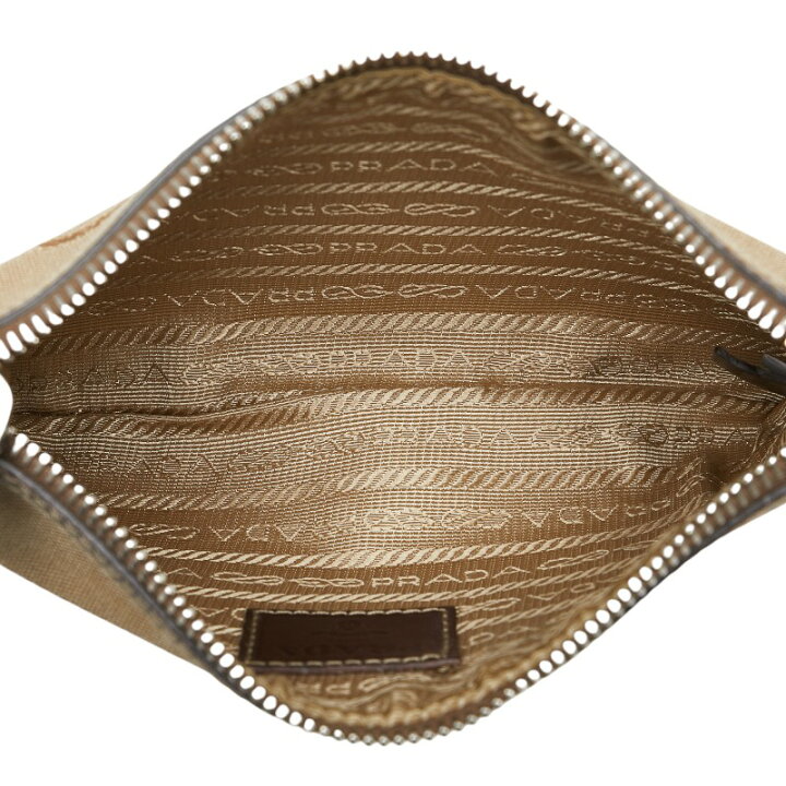 楽天市場】プラダ ロゴジャガード ポーチ ベージュ ブラウン  