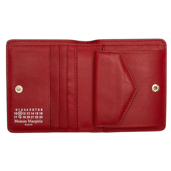 楽天市場】マルタンマルジェラ ステッチ 二つ折り財布 レッド レザー  
