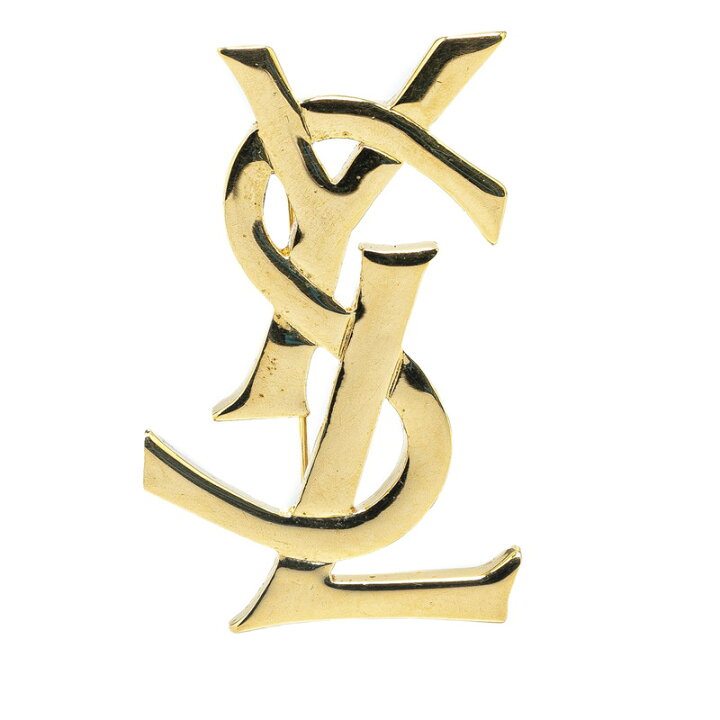 YSL 乳臭い ロゴブローチ 金メッキ