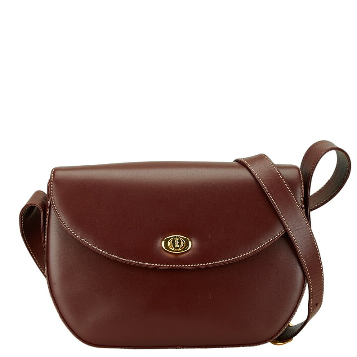 袋付き Cartier カルティエ レザー ショルダーバッグ 革バッグ 