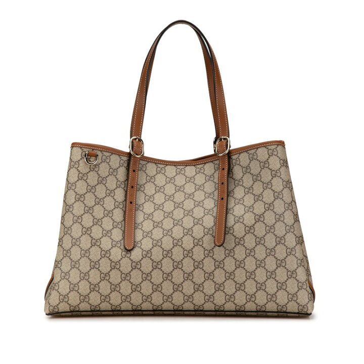 ◇ 美品 GUCCI グッチ トートバッグGGPVC×レザー ベージュ系 ◇