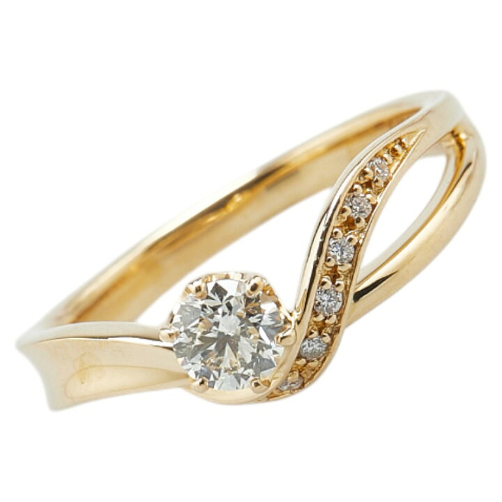 楽天市場】K18YG イエローゴールド ダイヤ0.304ct ダイヤ0.03ct リング  