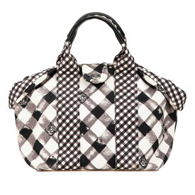 シャネル クルーズライン ギンガムチェック ココマーク ハンドバッグ ブラック ホワイト キャンバス レザー レディース CHANEL 【中古】