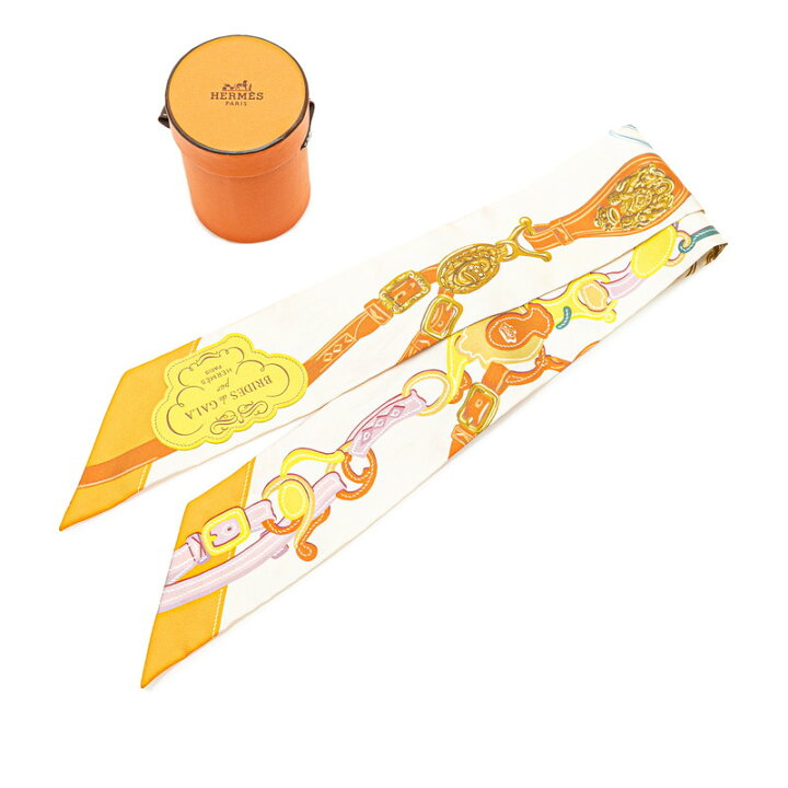 エルメス ツイリー BRIDE DE COUR 法廷の勒 スカーフ オレンジ  