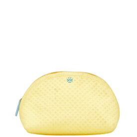 トリーバーチ ロゴ ポーチ コスメポーチ 小物入れ イエロー キャンバス レディース Tory Burch 【中古】