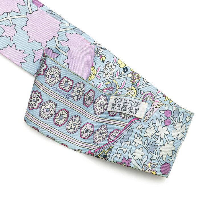 エルメス HERMES ツイリー ライトブルー×ライトパープル×マルチ TAPIS  