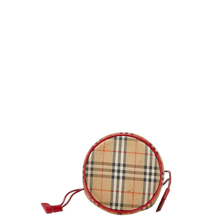 バーバリー ノバチェック ポーチ ベージュ キャンバス レザー  