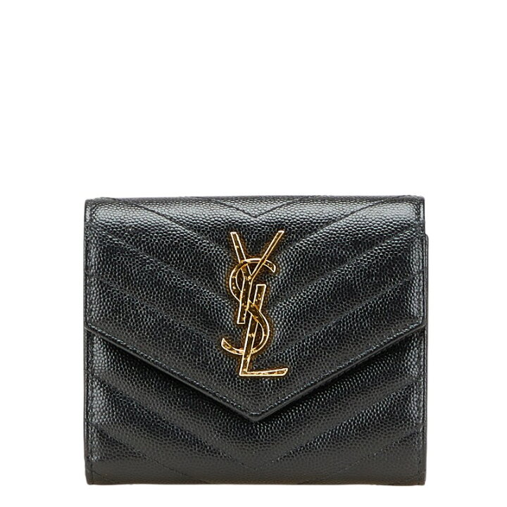 楽天市場】サンローラン YSL Vステッチ 三つ折り財布 403943 ブラック  