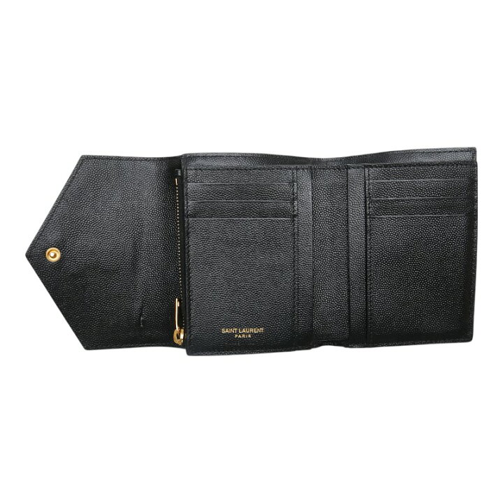 楽天市場】サンローラン YSL Vステッチ 三つ折り財布 403943 ブラック  