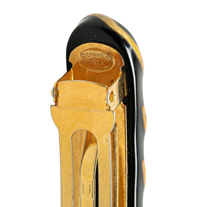 楽天市場】シャネル ココマーク バレッタ ゴールド ブラック メッキ  