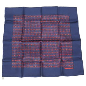 エルメス ハンカチ ネイビー レッド シルク レディース HERMES 【中古】