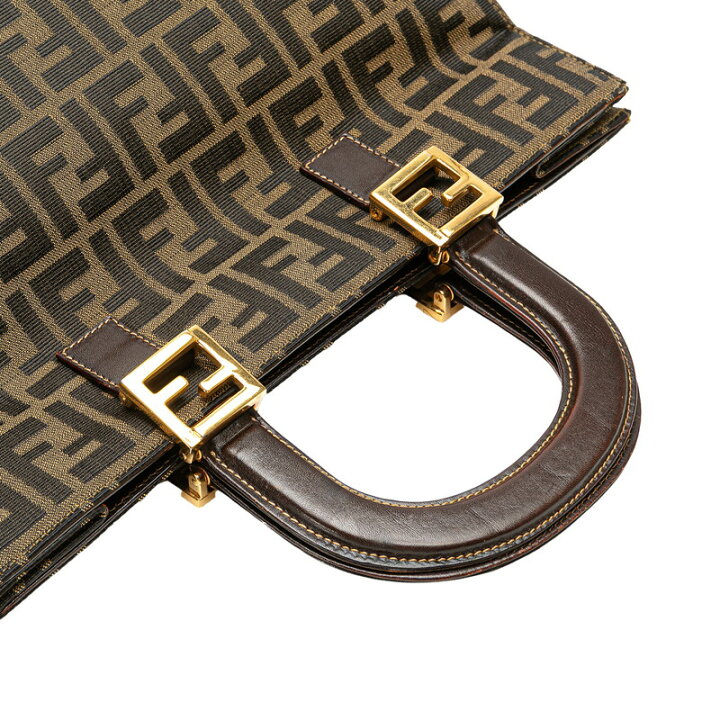 FENDI トートバッグ フェンディ ズッカ柄 ズッカ ブラウン レザー 