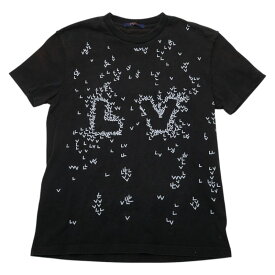 ルイ ヴィトン LV スプレッド エンブロイダリー 半袖Tシャツ サイズ:S ブラック コットン メンズ LOUIS VUITTON 【中古】