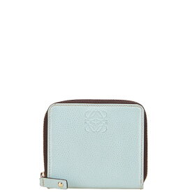 ロエベ アナグラムロゴ コインケース ラウンドファスナー ブルー ブラウン レザー レディース LOEWE 【中古】