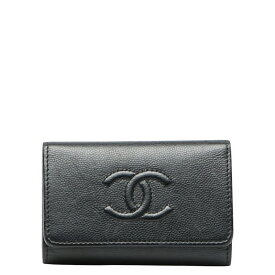 シャネル ココマーク キーケース 4連 ブラック キャビアスキン レディース CHANEL 【中古】