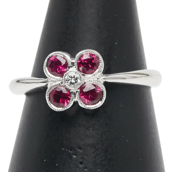 楽天市場】K18WG ホワイトゴールド ルビー0.42ct ダイヤ0.03ct 花 
