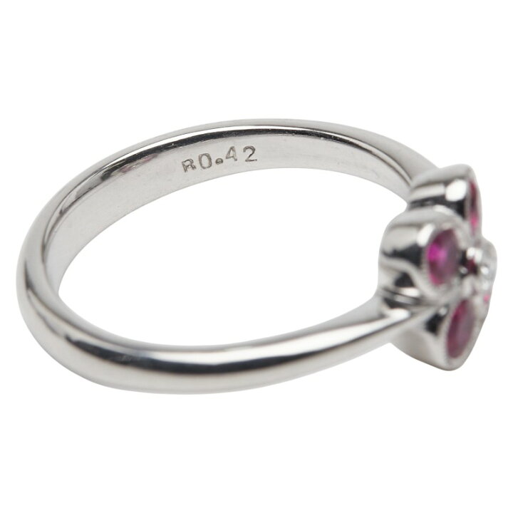 楽天市場】K18WG ホワイトゴールド ルビー0.42ct ダイヤ0.03ct 花 