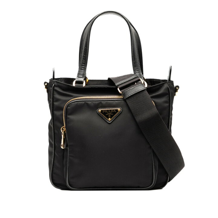 PRADA プラダ チェーンショルダー トートバッグ 二層式 三角ロゴ PRADA 