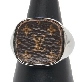 ルイ ヴィトン バーグ モノグラム パドロック リング 指輪 #L M00516 シルバー ブラウン メタル PVC メンズ LOUIS VUITTON 【中古】