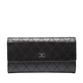 シャネル シャネル2.55 長財布 ブラック ラムスキン レディース CHANEL 【中古】