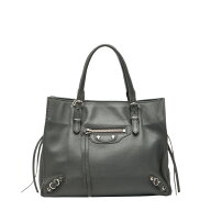 バレンシアガ ペーパー ミニ ハンドバッグ 357333 グレー レザー レディース BALENCIAGA 【中古】