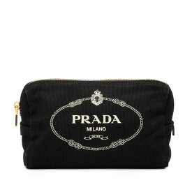 プラダ ポーチ 1NA693 ブラック キャンバス レディース PRADA 【中古】