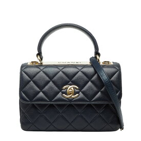 シャネル マトラッセ ココマーク トレンディCC ハンドバッグ チェーン ショルダーバッグ 2WAY ネイビー ラムスキン レディース CHANEL 【中古】