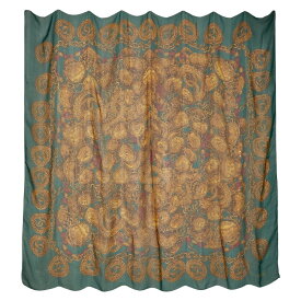 シャネル ヴィンテージ ココマーク チェーン スカーフ グリーン ブラウン レッド シルク レディース CHANEL 【中古】