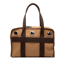エルメス ドッグキャリー ペット用キャリーバッグ ブラウン キャンバス レディース HERMES 【中古】