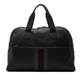 グッチ シェリー ライン ボストンバッグ 282511 ブラック グレー ブラウン レザー メンズ GUCCI 【中古】