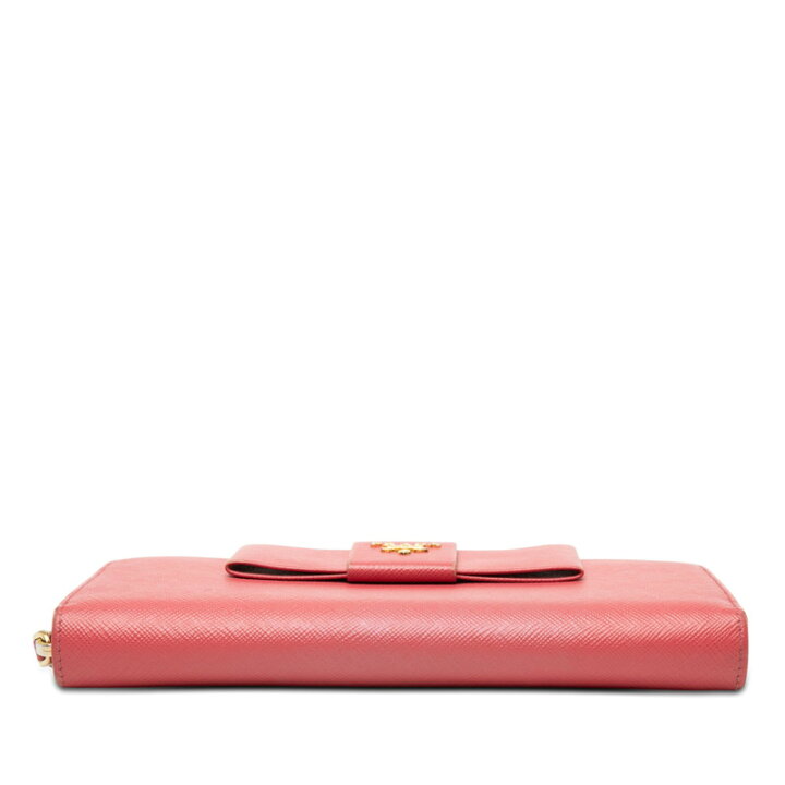 美品 PRADA フィオッコ ラウンドファスナー 長財布 ピンク レディース 
