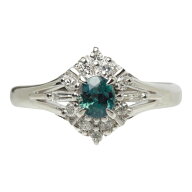 Pt900 プラチナ アレキサンドライト ダイヤモンド アレキサンドライト0.42ct ダイヤ0.17ct フラワーモチ…