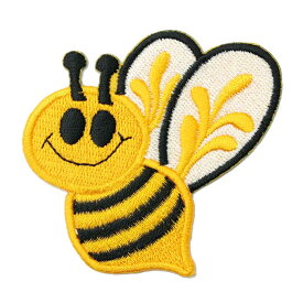 【アパレルスタッフセレクト】ワッペン アイロン ミツバチ 蜂 かわいい 昆虫 キャラクター イエロー アップリケ わっぺん アイロンで簡単貼り付け 1000円以上お買い上げでゆうパケット便送料無料