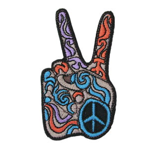 【アパレルスタッフセレクト】ワッペン アイロン PEACE ピース マーク 平和 サイケ アジアン デザイン アップリケ わっぺん アイロンで簡単貼り付け 1000円以上お買い上げでゆうパケット便送
