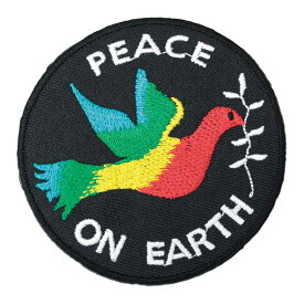 【アパレルスタッフセレクト】ワッペン アイロン PEACE ピース ハト 鳩 pigeon 平和 象徴 デザイン メッセージ アップリケ わっぺん wappen アイロンで簡単貼り付け 1000円以上お買い上げでゆうパケット便送料無料