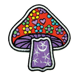 【アパレルスタッフセレクト】ワッペン アイロン きのこ アート デザイン パープル サイケ アップリケ わっぺん アイロンで簡単貼り付け 1000円以上お買い上げでゆうパケット便送料無料