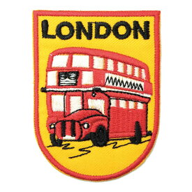【アパレルスタッフセレクト】ワッペン アイロン LONDON BUS ロンドン バス 乗り物 2階建て アップリケ わっぺん アイロンで簡単貼り付け 1000円以上お買い上げでゆうパケット便送料無料