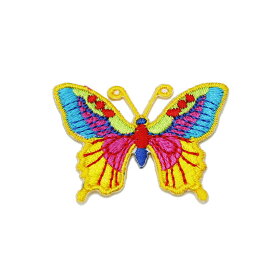 ワッペン アイロン ミニサイズ 蝶々 バタフライ 昆虫 かわいい イエロー アップリケ わっぺん 小さい アイロンで簡単貼り付け