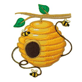 【アパレルスタッフセレクト】ワッペン アイロンハチの巣 蜂 Bee ハチ イエロー はちみつ デザイン アップリケ わっぺん wappen アイロンで簡単貼り付け 1000円以上お買い上げでゆうパケット便送料無料