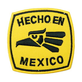 【アパレルスタッフセレクト】ワッペン アイロン HECHON MEXICO メキシコ イエロー デザイン アップリケ わっぺん アイロンで簡単貼り付け1000円以上お買い上げでゆうパケット便送料無料